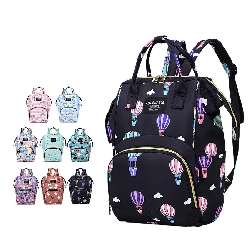 High Quality Backpack Custom Cute Cartoon Printing Multifunctional Large Capacity Maternity Mommy Diaper Bags Baby Nappy Bag