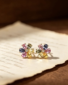 Pendientes de Oro Real de 18K Xinfly Au750 con Zafiros de Colores, Elegantes Joyas Finas para Mujer, Regalo para Mujer - Product Image 6