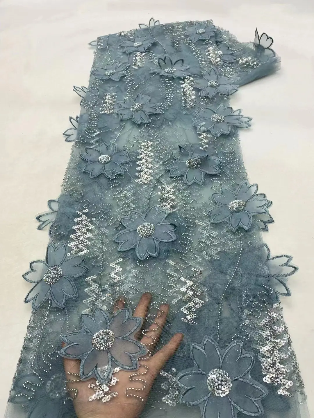 Luxe français Tulle dentelle mariage robe de mariée pour la fête Offre Spéciale Chantilly dentelle tissu français 3D dentelle florale pour la fête