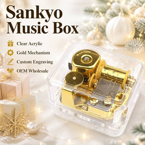 Caja <span class=keywords><strong>de</strong></span> Música <span class=keywords><strong>de</strong></span> Acrílico Transparente con Movimiento Sankyo, en Oro, Cobre, <span class=keywords><strong>Plata</strong></span>, Bronce Antiguo, <span class=keywords><strong>de</strong></span> Cuerda, <span class=keywords><strong>para</strong></span> Navidad, San Valentín, con Grabado Personalizado, Mini Regalo - Product Image 1