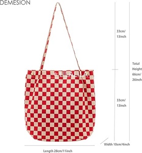 <b>Large</b> Capacity Cotton Canvas Tote <b>Bag</b> with Striped Pattern Zipper Closure Designer Fashion Bridesmaids Gift <b>Shoulder</b> Tote <b>Bags</b> - Product Image 4