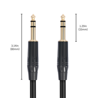 1/4 Inch TRS Instrument Cable Gold Plated Copper Shell 6.35mm TRS Male to 6.35mm Male Stereo Cable for Electric Guitar