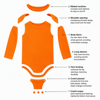 Combinaison à manches longues 100% coton pour bébé fille, respirante et douce, vente en gros, logo personnalisé, fabricant de vêtements pour bébés