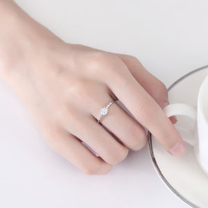 CZCITY Lady 925 joyería de plata esterlina mujer moda copo de nieve Metal coreano promesa dedo S925 anillo minimalista - Product Image 4