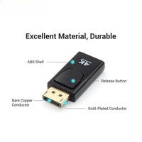 Adaptador DP Macho a Hembra 4K30Hz, Conector de Cobre Chapado en Oro, Plug and Play, Protección OTP, Compatible
