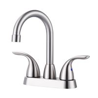 Robinet de 4 pouces à montage central, 3 trous, 2 poignées, moderne et minimaliste, avec cartouche céramique, en acier inoxydable nickel brossé, à poser sur comptoir, garantie 3 ans