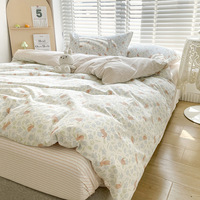 Housse de couette en coton 100% twill 40S certifiée Oeko-Tex, imprimé floral de lapin de dessin animé, qualité supérieure, ensemble de literie européen