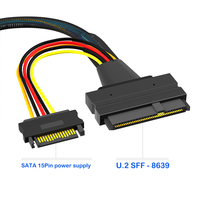 Câble haute vitesse plaqué or MINI SAS SFF-8643 U.2 SFF-8639 SAS 3.0 12 Gbps, SATA 15 broches, tressé, pour serveur NVMe U2 SSD/HDD