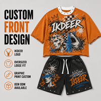 Ensemble de sport IKDEER personnalisé à blocs de couleur, imperméable, en polyester et nylon, coupe-vent, survêtement, veste zippée et short pour homme