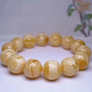 Wholesale high quality natural amber beads white and yellow baltic amber stone bracelet Original Russian Amber Beads