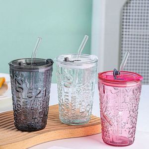 Vaso de Vidrio con Relieve Tridimensional Horizontal de Alta Apariencia, Vaso Doble para Bebidas, Botella de Agua Moderna y Bonita, Vaso para Jugo - Product Image 5
