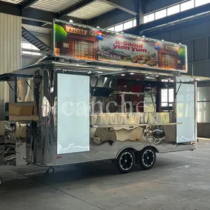 Chariot de restauration rapide en acier inoxydable, carré, pour hot-dogs, snack, mobile, extérieur, avec équipement - Product Image 2