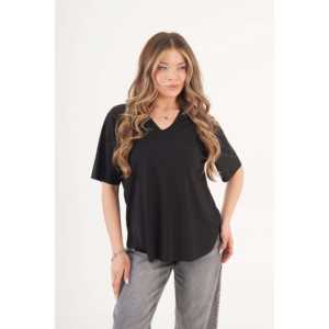 เสื้อยืดผู้หญิงสีดำทรงเข้ารูป ไซส์ XXS/XS คอวีไร้ตะเข็บ แต่งโบว์ ระบายอากาศได้ดี ผ้าฝ้าย พิมพ์ลายการ์ตูน ตัวอักษร แขนสั้น ขายส่ง - Product Image 5