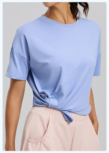 Camiseta Deportiva de Manga Corta, Holgada, Ligera, Transpirable, de Secado Rápido, de Malla Elástica/Poliéster, para Correr, Gimnasio, Yoga - Product Image 4