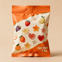 Sachet à fenêtre transparente à trois soudures latérales pour emballage de bonbons gélifiés et de chips, avec logo personnalisé imprimé, refermable à fermeture éclair, pochette plate de qualité alimentaire