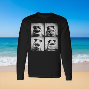 T-shirt à manches longues avec requins et lunettes de soleil, animaux marins cool, humour, Meme - Product Image 3