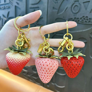 New Cute Simulated Resin 3D Fruit Large Strawberry Keychain Bag Charm Strawberry Car <b>Key</b> <b>Ring</b> Women Girl Pendant <b>Accessory</b> - Product Image 2