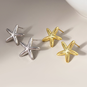 Pendientes de Estrella de Mar de Cinco Puntas Chapados en Oro de 18K, Accesorios de Moda con Diseño de Estrella de Mar - Product Image 3