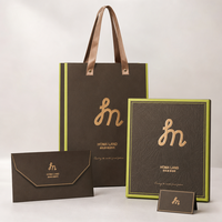 Boîte cadeau personnalisée avec couvercle et base, papier gaufré feuille d'or, bord vert, OEM