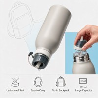 Bouteille d'eau isotherme sous vide de 591 ml, bouteille de voyage en acier inoxydable 304 à double ouverture pour boire et rincer la bouche, thermos couleur macaron avec logo personnalisé, idéal comme cadeau