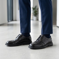 Chaussures décontractées en cuir à lacets pour hommes, style uni, printemps-été-automne, noires, respirantes, style jeune, semelle plate, chaussures de ville