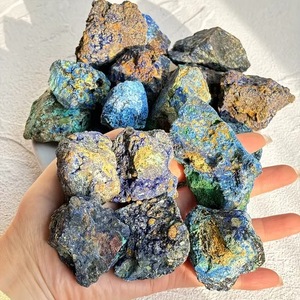Vente en gros de pierres brutes de cristal naturel pour la guérison, spécimens minéraux de cristal d'azurite bleue et de malachite pour collection - Product Image 3