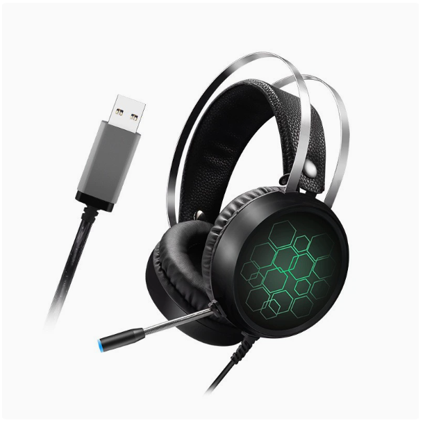 Tuner X1 Wired USB 7.1 Gaming Headset for Computers and Computers, Perfect for PUBG, Colorful Lighting, and Internet Cafes