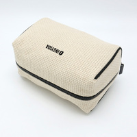 Pochette de maquillage en coton tissé avec logo personnalisé, écologique, avec fermeture éclair, pour voyage, trousse de toilette, organiseur de rangement pour femmes