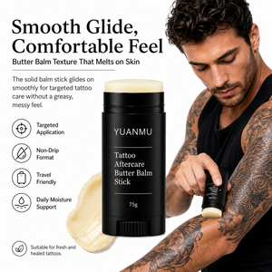 Crema para Tatuajes Orgánica Natural YUANMU, Realza el Color, Hidrata, Cura y Aclara Tatuajes Nuevos y Antiguos, Vitamina E, Cuidado Posterior al <span class=keywords><strong>Tatuaje</strong></span> - Product Image 4