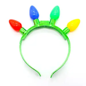 Hot Christmas LED Glow Headband Flash Kids Wholesale Headband Christmas Gift Hair Jewelry Set Acrylic Fashionable Round Hair Ban