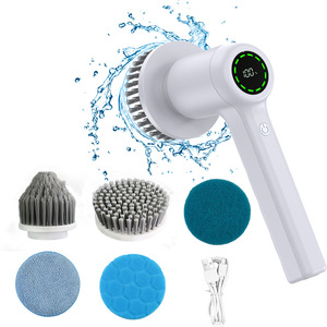 Handheld Electric Cleaning <b>Brush</b> With Battery Display Waterproof For Kitchen Bathroom Multi Functional White Nylon <b>Brush</b> - Product Image 2