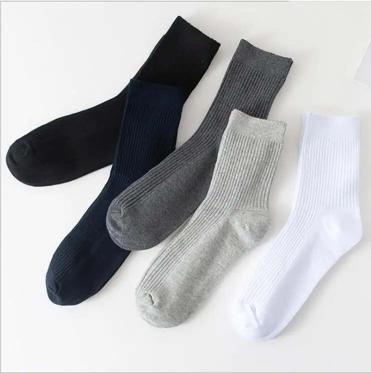 2023 Fashion Design Business Socks Custom Logo Men Socks Dress Plain Solid Color Cotton Socks