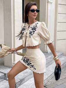 Best Indian Boutique Premium <b>White</b> Cotton Cord 2-Piece Short <b>Sleeveless</b> Set for Women Girls Stylish Exclusive for Party Wedding - Product Image 2