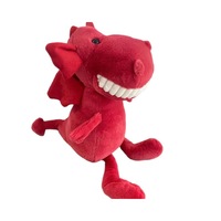 Collection JC – Peluche Dinosaure à Gros Dents Dragon de Feu – Ultra Douce au Toucher Soyeux – Coton PP – Anti-Stress et Anxiété – Base Lestée