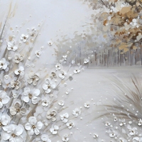 Peinture sur toile sur mesure de grande taille, arbre blanc et paysage fleuri, décoration murale pour la maison, 100*100cm