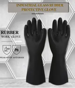 Polsino lungo resistente alla corrosione resistente antiscivolo guanti chimici flessibili guanti in gomma guanto in lattice per lavoratore industriale