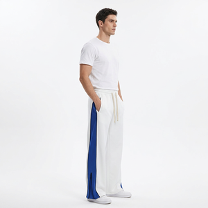 Custom Logo Oversized Sweatpants Heavyweight Wide Leg <b>Trousers</b> <b>Elastic</b> <b>Waist</b> Zipper Side Stripe Streetwear Pants - Product Image 4