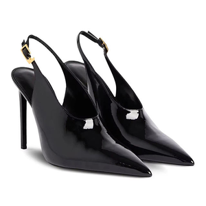 รองเท้าส้นเข็มหัวแหลมแฟชั่นใหม่คุณภาพสูง หนังสีดำ นุ่มสบาย สำหรับผู้หญิง - Product Image 3