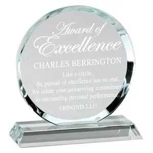 Hot sale cheap employee recognition and appreciation Jade glass crystal Plate Award for 5.75 INCHES