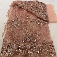 Tissu en Tulle de Dentelle Française Rouge Vintage Écologique avec Paillettes, 5 Yards, Sexy, de Haute Qualité, pour Robe de Mariée Femme, Couture et Broderie