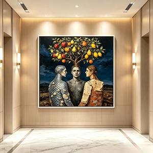 Dipinto a Olio con Figure Surreali e Alberi da Frutto, Stampa su Tela Vintage Dark Art, <span class=keywords><strong>Arte</strong></span> Astratta Albero-Umano per Arredamento Casa e Hotel - Product Image 6