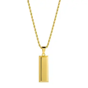 Hip-hop nude gold bar pendant necklace with 18K thick gold plating necklace jewelry