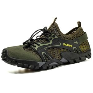 Chaussures de sport en mesh pour hommes, bout rond, lacets, semelle extérieure en caoutchouc respirante, toutes saisons, randonnée en plein air, baskets de trail - Product Image 1