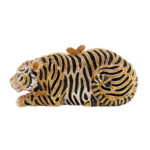 Women Cool Tiger Evening Bag Luxurious Rhinestone <b>Clutch</b> Purse Crystal Shoulder Bag for Entertainment Activities - Product Image 1