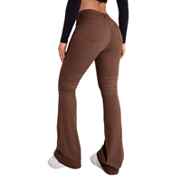 2025 Pantalon bootleg skinny évasé à taille haute pour femmes à la mode-Denim respirant, logo de taille brodé pour un style chic