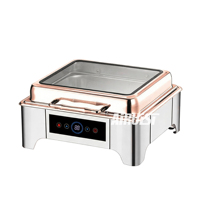 Ensemble de buffet de luxe semi-or rose 6L 9L en acier inoxydable, chauffe-plat électrique
