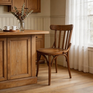 Chaise de salle à manger en chêne massif antique à dossier haut pour restaurant - Product Image 6