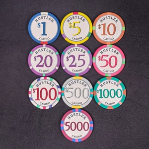 Jetons de poker en céramique de haute qualité 12g, diamètre 43mm, logo personnalisé, durables, style européen, sans valeur monétaire, pour les jeux de casino Hustler - Product Image 1