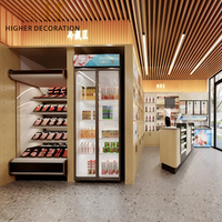 Comptoir de caisse pour magasin de proximité, étagère de présentation pour supermarché, mobilier mural pour épicerie avec logo
