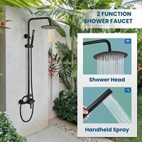 Kit de douche de pluie extérieur en acier inoxydable SUS304, 8 pouces, noir mat, mitigeur monocommande haute pression, fixation murale, double céramique